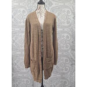 Love Ellie Stitch Fix women's brown duster cardigan Size Large Office Boho cozy